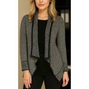 The Cashmere Project Sweater Cardigan XS Black Gray‎ Draped Open Front Knit